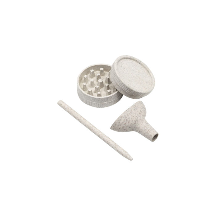 Eco-Friendly Smoking Accessory Kit: Biodegradable Grinder, Filter, and Pre-Rolled Cone