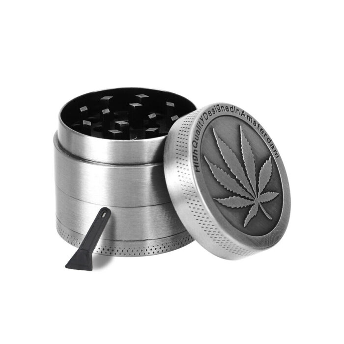 Premium Herb Grinder with Cannabis Leaf Pattern and Durable Shark Teeth