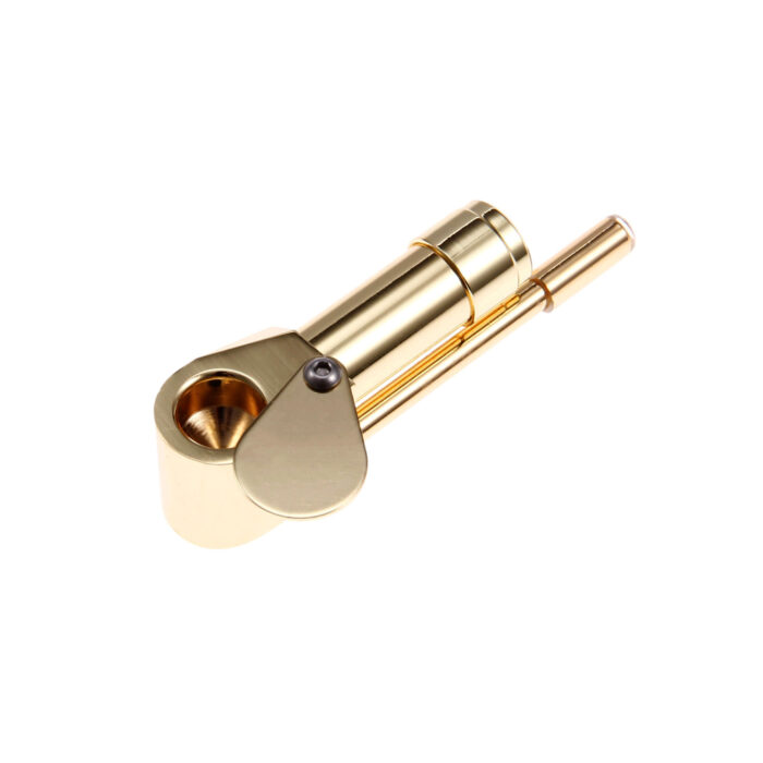 Mini Trumpet-Shaped Brass Tobacco Pipe with Detachable Design and Tube Container