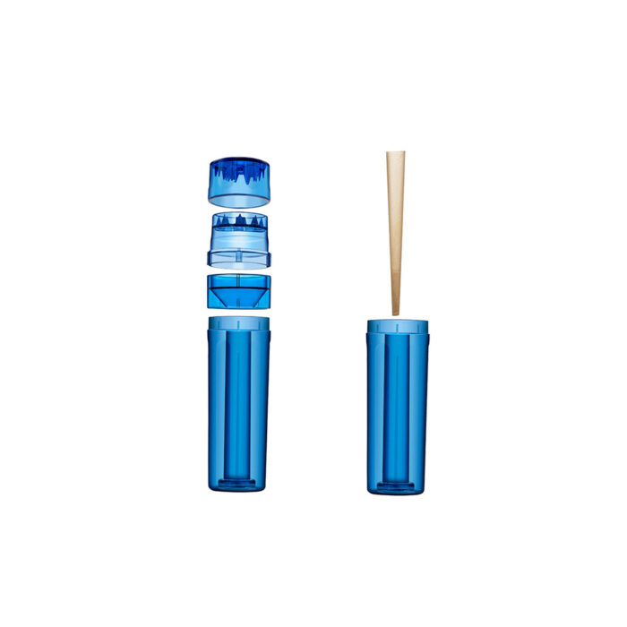 All-in-One Portable Clear Plastic Joint Roller with Herb Spice Grinder/Storage and Cone Filler