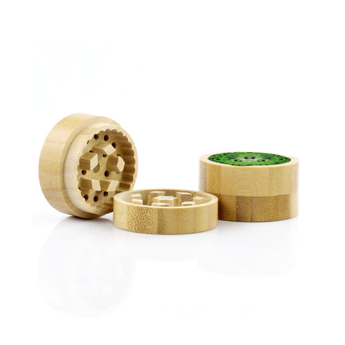 Bamboo Grinder with Custom Metal Plate Lid - Natural Elegance and Personalized Design