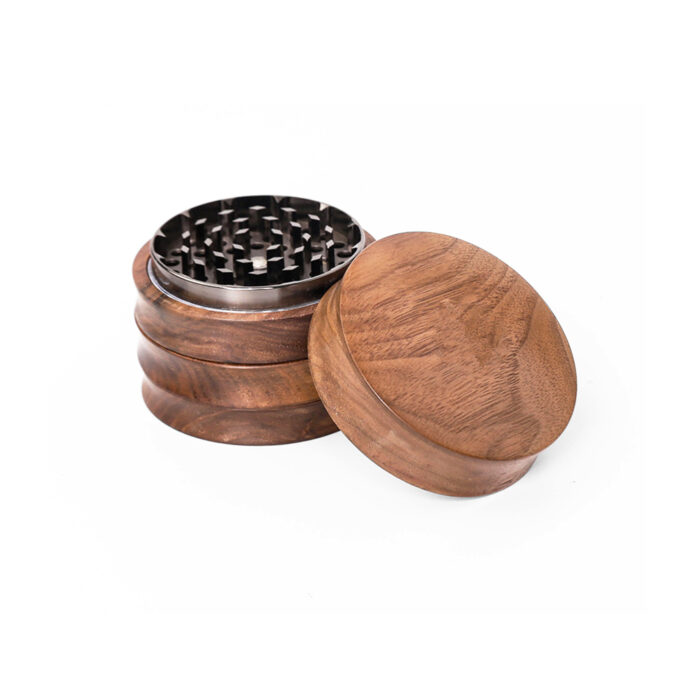 Walnut Wood Grinder with Logo Engraving and Aluminum Diamond Cutters - Timeless Craftsmanship and Precision Grinding